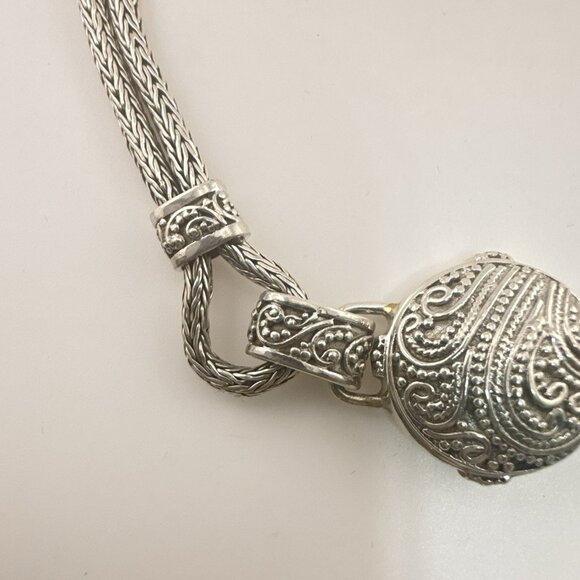 Sarda Sterling Silver Bracelet Granular Foxtail Wheat Pebbled Bali Toggle 925 - Picture 7 of 15